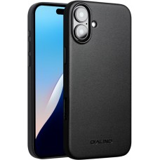 Coque iPhone 16 - Qialino cuir véritable (compatible MagSafe) - Noir