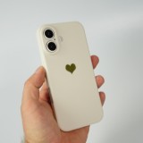 Coque iPhone 16 - Silicone Mat Coeur doré - Beige