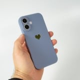 Coque iPhone 16 - Silicone Mat Coeur doré - Bleu