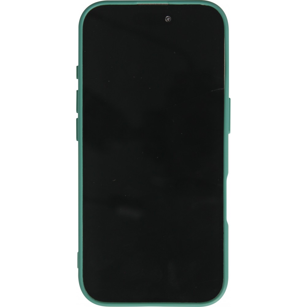 Coque iPhone 16 - Silicone Mat Coeur doré - Turquoise