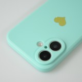 Coque iPhone 16 - Silicone Mat Coeur doré - Turquoise