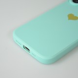 Coque iPhone 16 - Silicone Mat Coeur doré - Turquoise