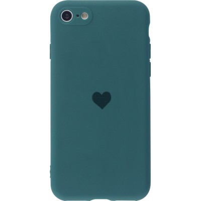 Coque iPhone 7 / 8 / SE (2020, 2022) - Silicone Mat Coeur - Vert foncé