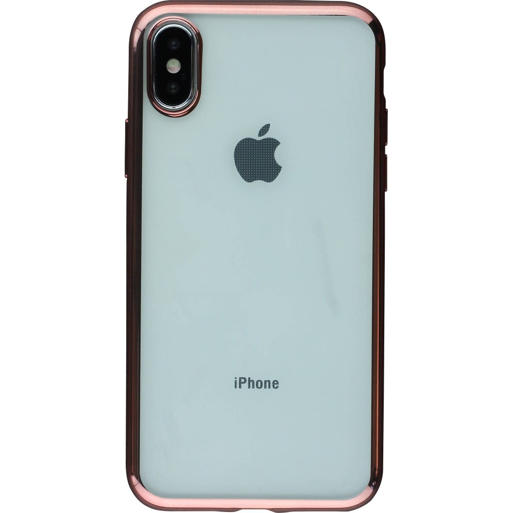 Coque iPhone X / Xs - Electroplate or - Rose