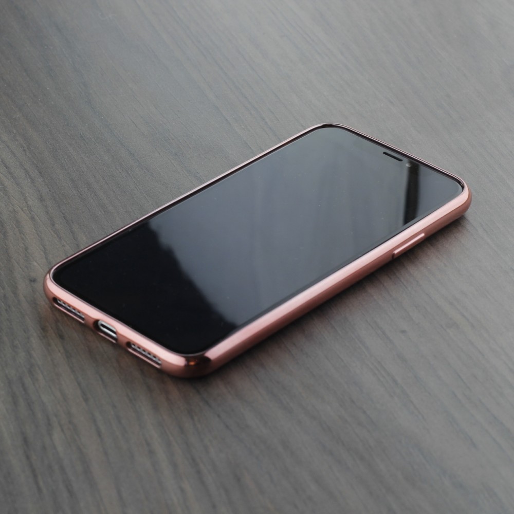 Coque iPhone X / Xs - Electroplate or - Rose