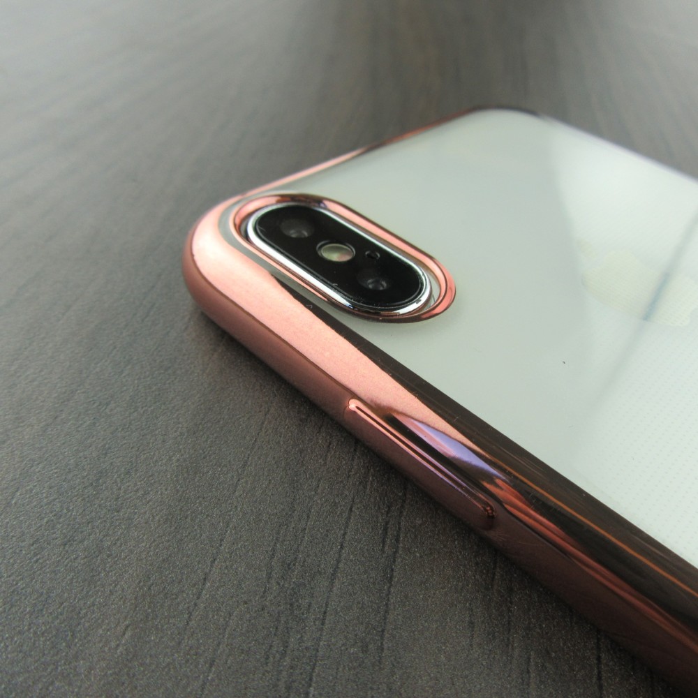 Coque iPhone X / Xs - Electroplate or - Rose