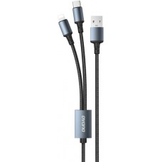 Dudao Ladekabel USB-A auf USB-C + Lightning für Android und iPhone 1.2M - Grau