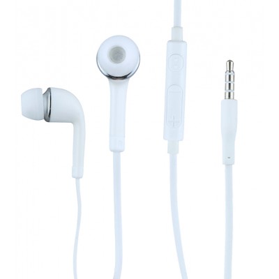 Ecouteurs In-Ear avec câble - Design sportif avec télécommande et microphone intégré - Blanc