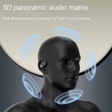 Ecouteurs Bluetooth sans fil à conduction osseuse avec affichage niveau batterie LED 3D surround sound - Noir/orange