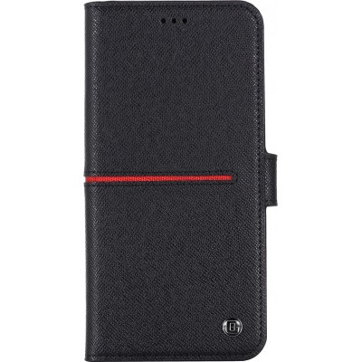 iPhone 12 / 12 Pro Case Hülle - GEBEi Yaqi series Luxus, Echtleder, Kartenhalter, Videohalter - Schwarz