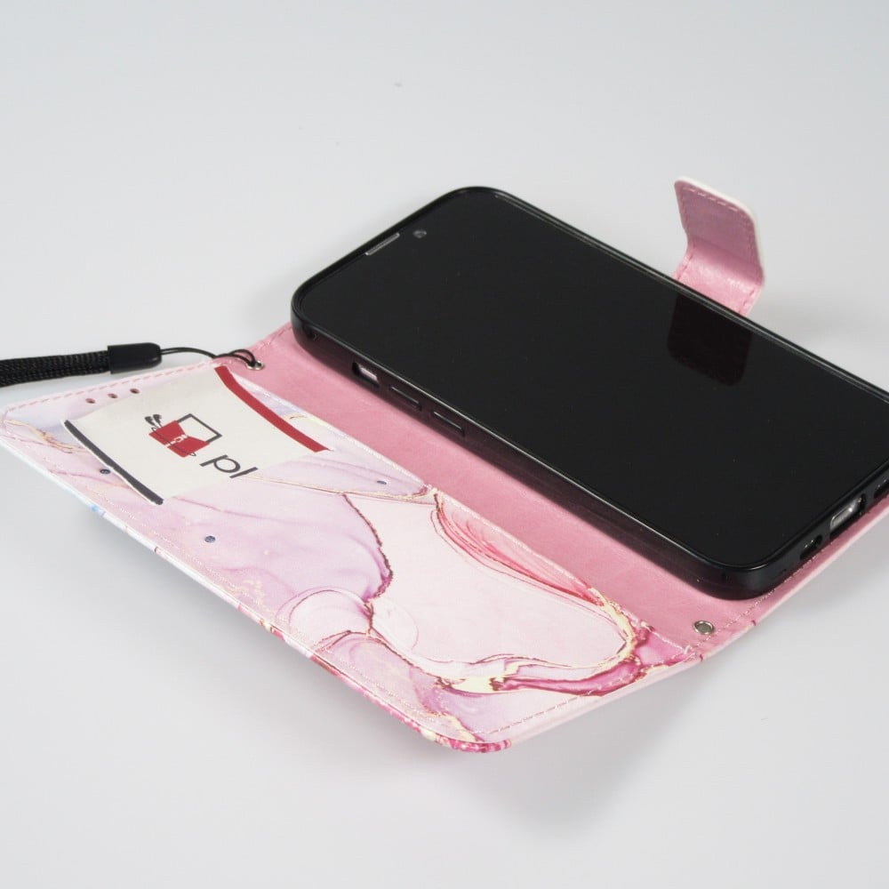 iPhone 13 Pro Max Case Hülle - Flip Wallet Liquid Color mit Magnet Verschluss - Liquid Rose