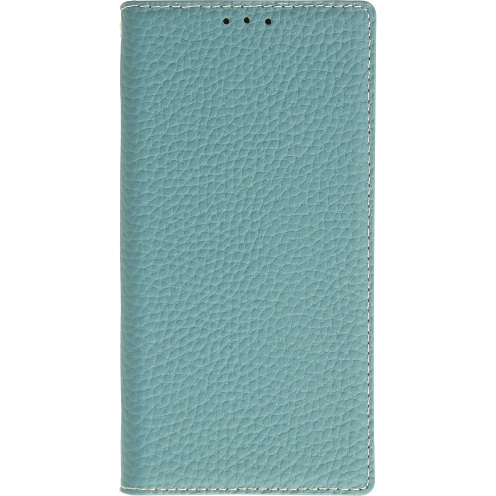 Fourre iPhone 15 Pro Max - Flip 3D cuir grainé véritable de vache - Bleu