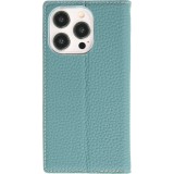 Fourre iPhone 15 Pro Max - Flip 3D cuir grainé véritable de vache - Bleu