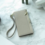 Fourre iPhone 15 Pro Max - Flip Wallet en cuir végétal avec portefeuille et fermeture magnétique - Beige