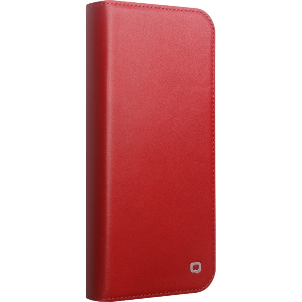 iPhone 16 Case Hülle - Qialino Flip Matt Wallet Echtleder - Rot