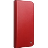 Fourre iPhone 16 Plus - Flip Qialino Matt Wallet cuir véritable - Rouge