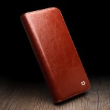 Fourre iPhone 16 - Flip Qialino Classic Wallet cuir véritable - Brun