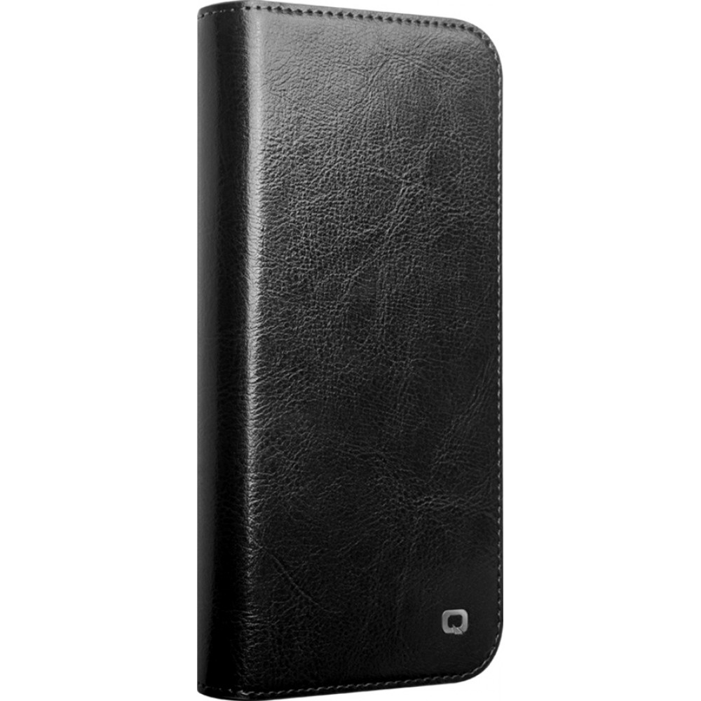 Fourre iPhone 16 Plus - Flip Qialino Classic Wallet cuir véritable - Noir