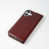 iPhone 16 Plus Case Hülle - Qialino Flip Classic Wallet Echtleder - Braun