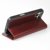 iPhone 16 Plus Case Hülle - Qialino Flip Classic Wallet Echtleder - Braun