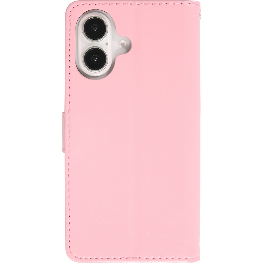 Fourre iPhone 16 Plus - Premium Flip cuir lisse porte-cartes - Rose clair