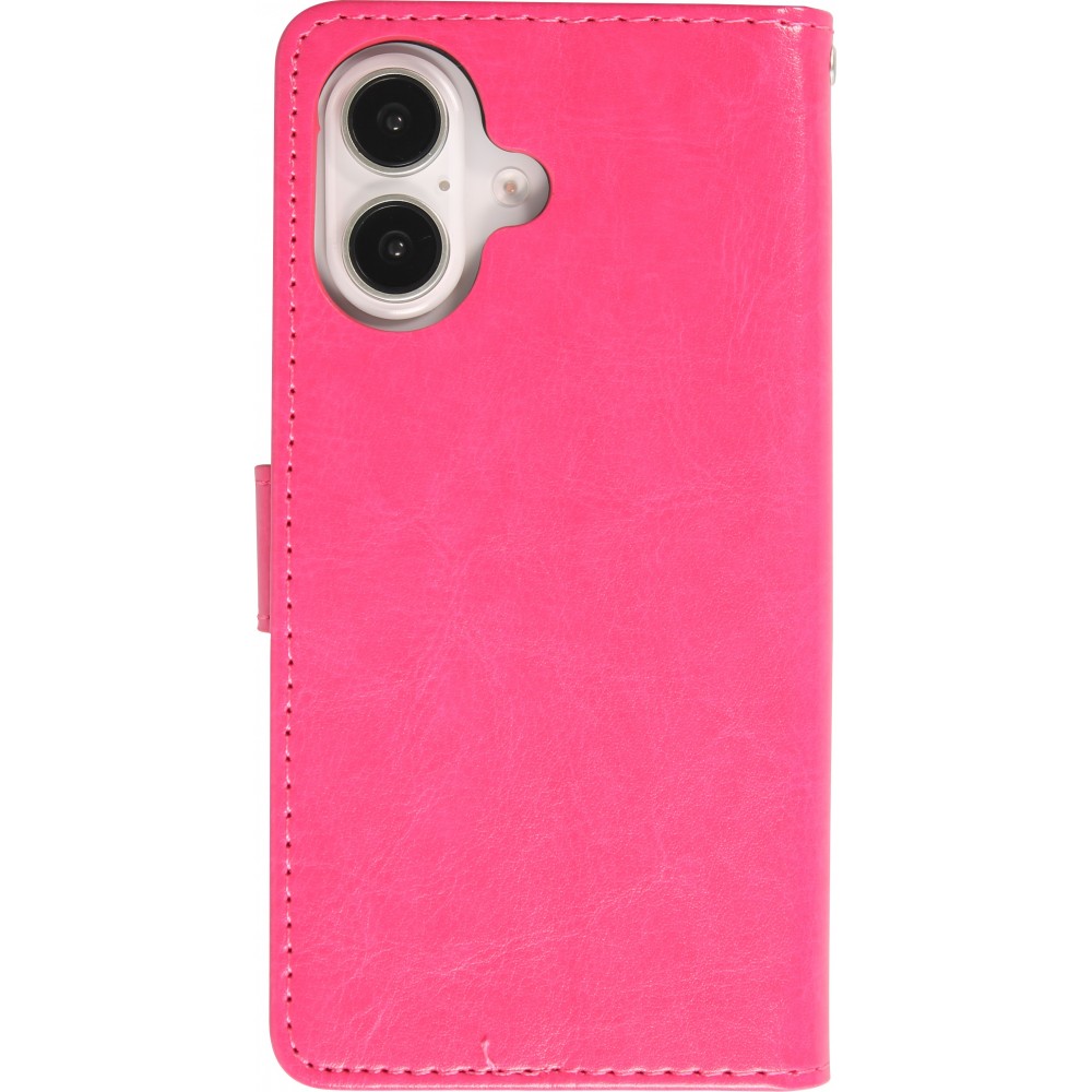 Fourre iPhone 16 Plus - Premium Flip cuir lisse porte-cartes - Rose foncé