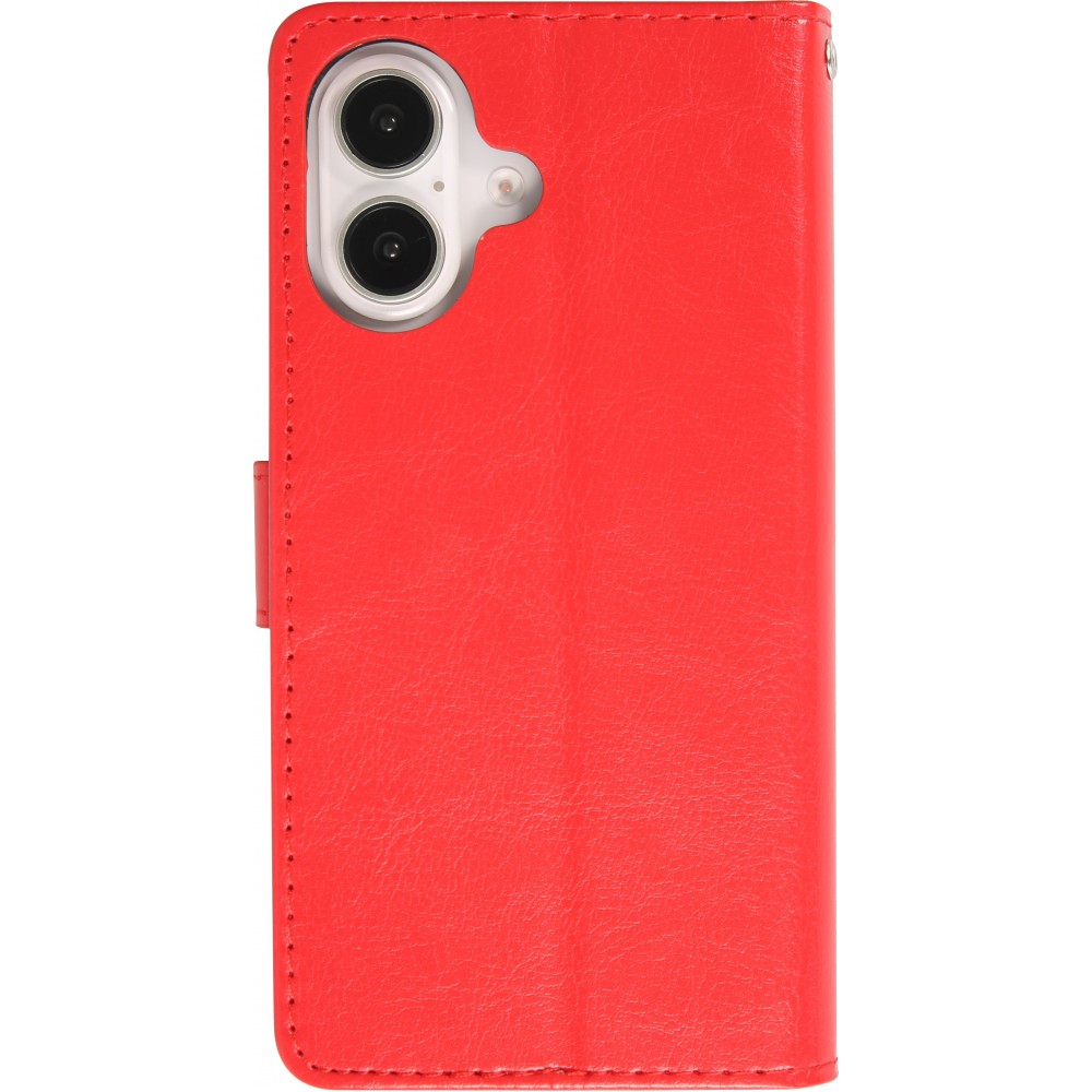 Hülle iPhone 16 Plus - Premium Flip Leder Tasche - Rot