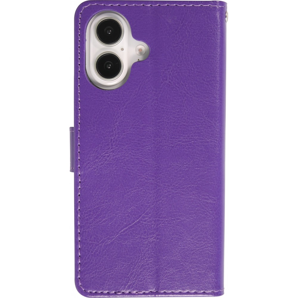 Fourre iPhone 16 Plus - Premium Flip cuir lisse porte-cartes - Violet