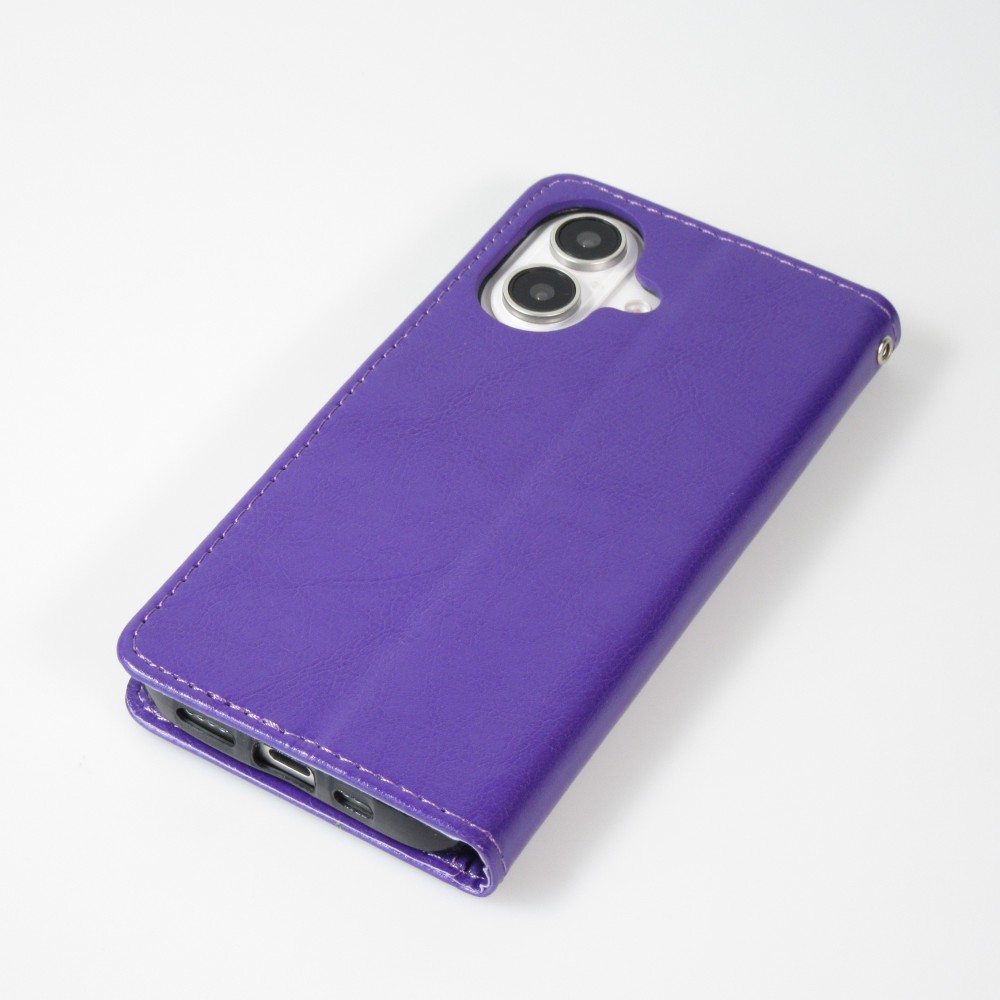 Hülle iPhone 16 Plus - Premium Flip Leder Tasche - Violett