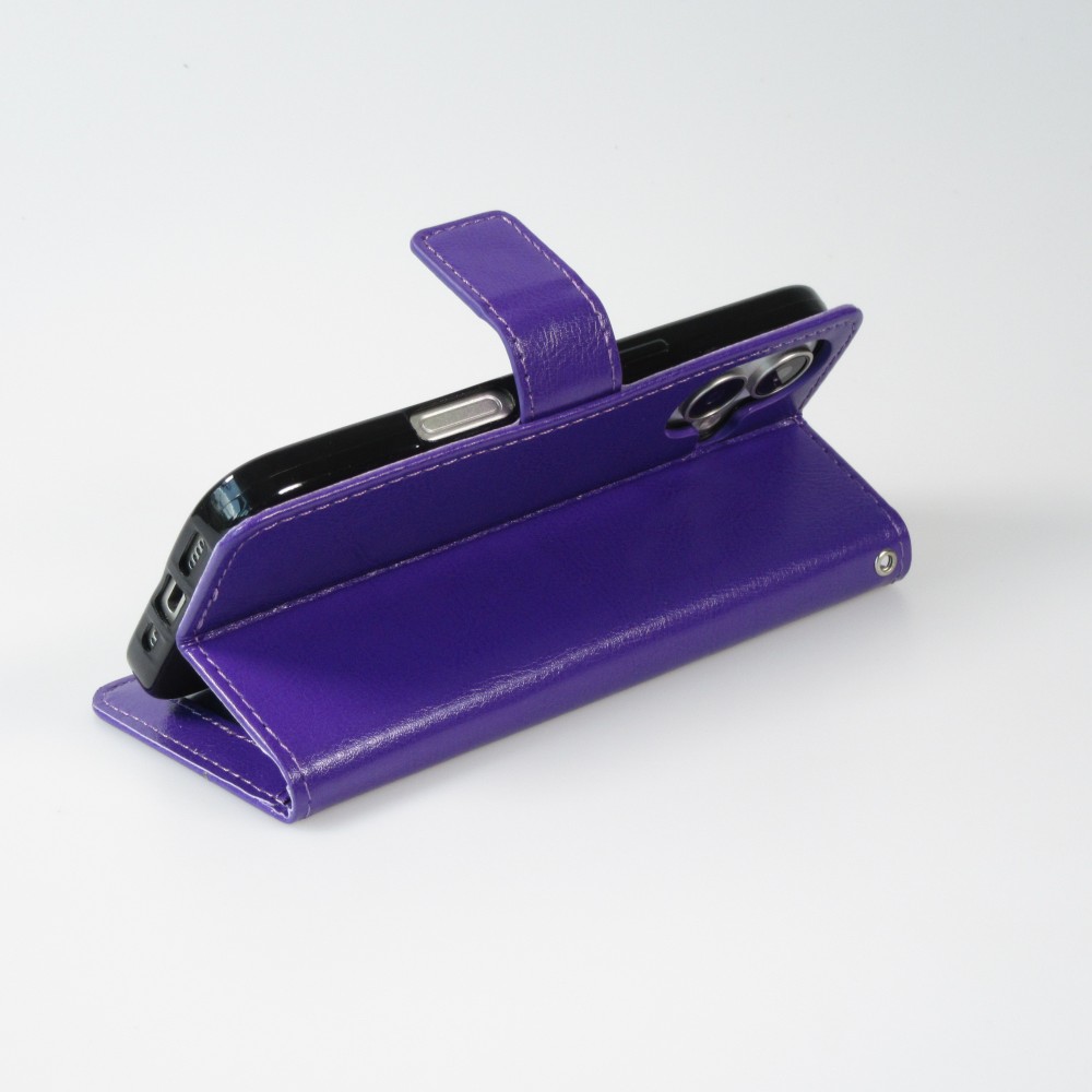 Hülle iPhone 16 Plus - Premium Flip Leder Tasche - Violett