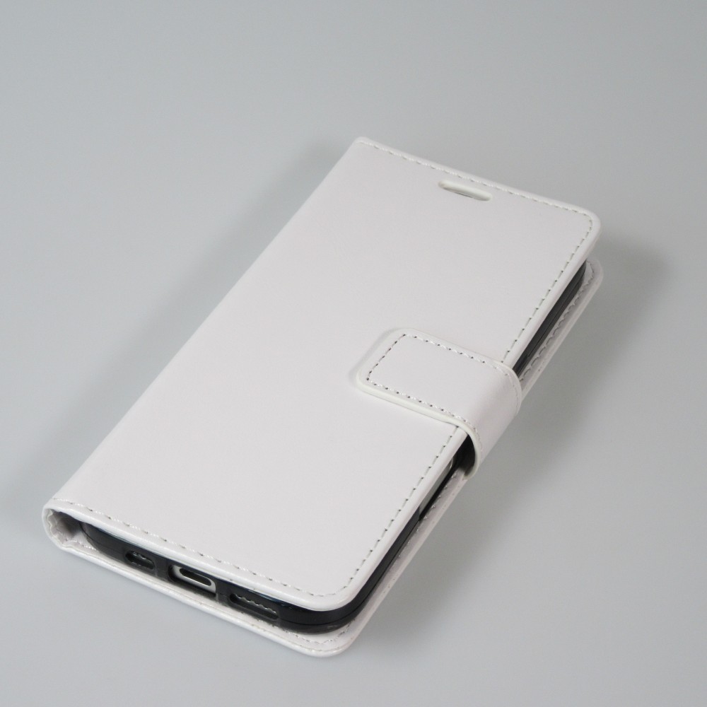 Hülle iPhone 16 - Premium Flip Leder Tasche - Weiss