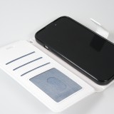 Hülle iPhone 16 - Premium Flip Leder Tasche - Weiss