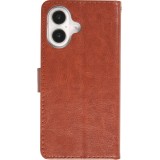 Hülle iPhone 16 - Premium Flip Leder Tasche - Braun