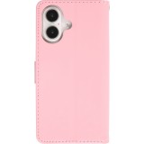 Fourre iPhone 16 - Premium Flip cuir lisse porte-cartes - Rose clair