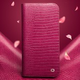 iPhone 16 Pro Max Case Hülle - Qialino Croco Flip Echtleder - Rosa