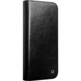 Fourre iPhone 16 Pro - Flip Qialino Classic Wallet cuir véritable - Noir