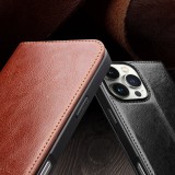 iPhone 16 Pro Case Hülle - Qialino Flip Classic Wallet Echtleder - Schwarz