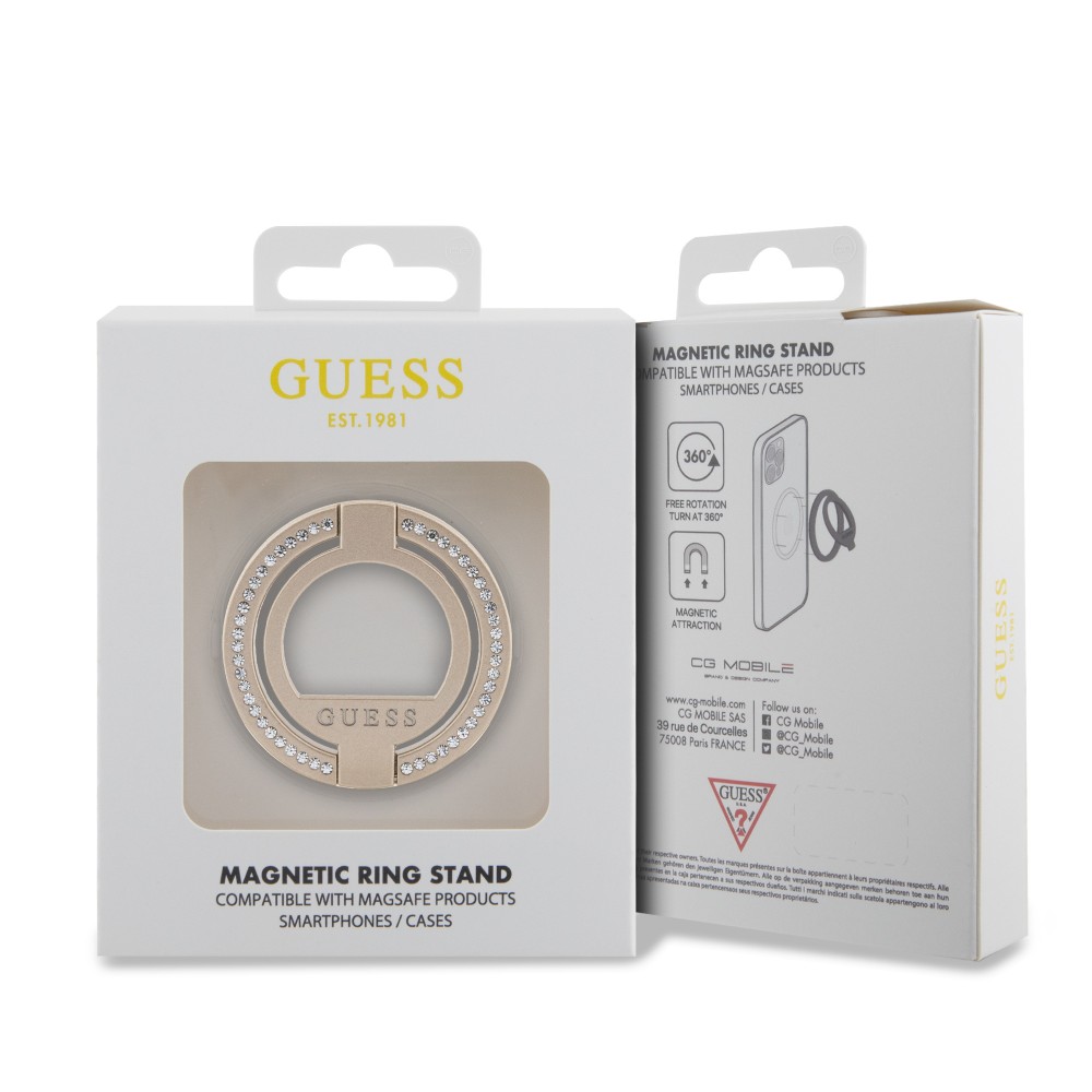 Guess anneau magnétique support de téléphone avec strass compatible Magsafe - Or