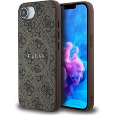 iPhone 16e Case Hülle - Guess Monogramm Kunstleder mit integriertem MagSafe - Braun