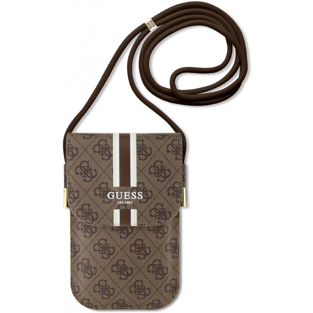 Guess pochette universelle de téléphone monogramme similicuir lanière ajustable et porte-carte - Brun