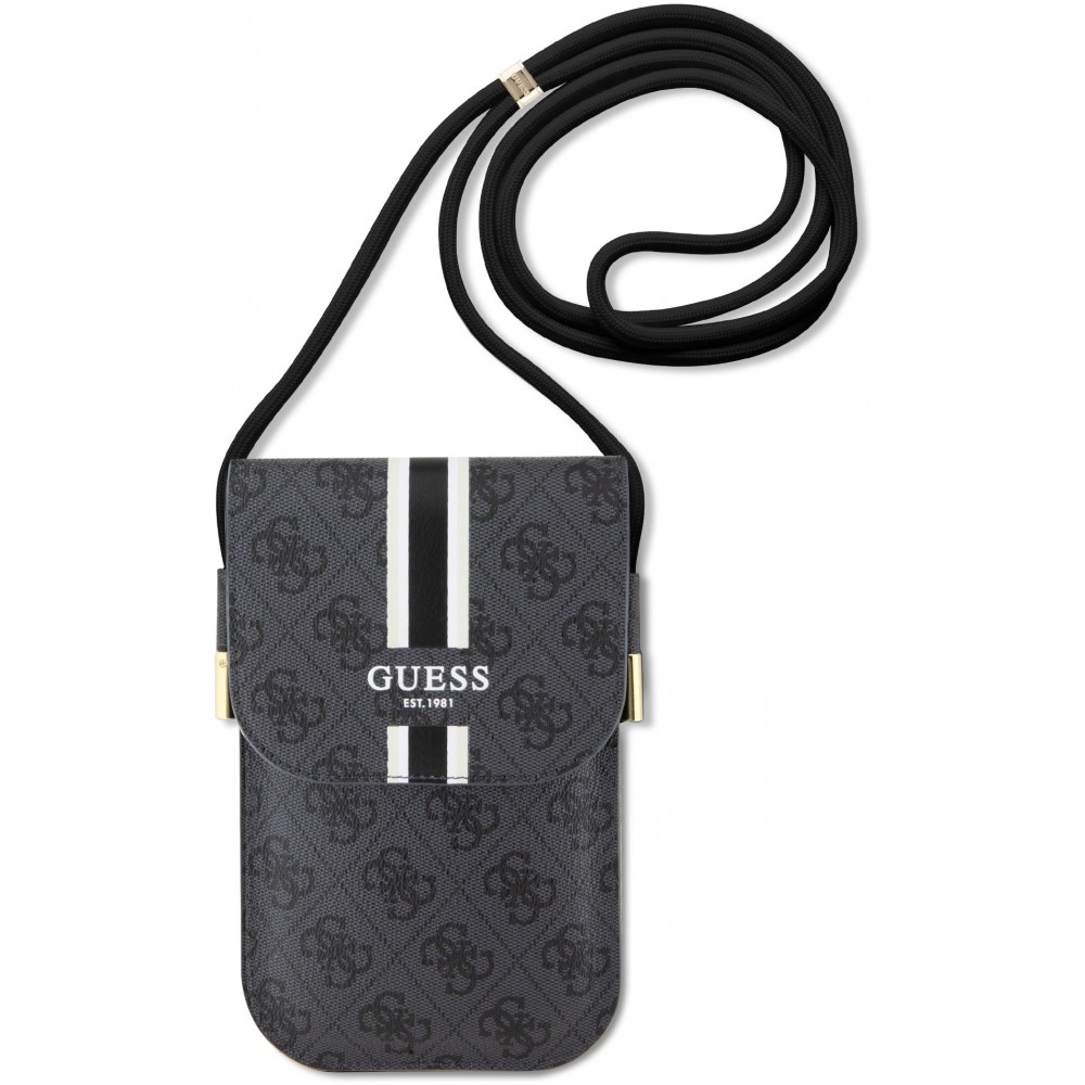 Guess pochette universelle de téléphone monogramme similicuir lanière ajustable et porte-carte - Noir