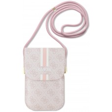 Guess pochette universelle de téléphone monogramme similicuir lanière ajustable et porte-carte - Rose clair