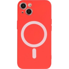 Housse iPhone 15 - Coque en silicone souple avec MagSafe et protection pour caméra - Rouge