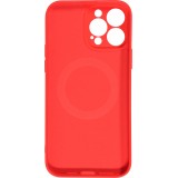 Housse iPhone 15 - Coque en silicone souple avec MagSafe et protection pour caméra - Rouge