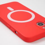 Housse iPhone 15 - Coque en silicone souple avec MagSafe et protection pour caméra - Rouge