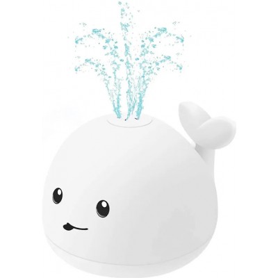 Jouet mignon baleine pour baignoire avec lumière LED et fonction éclaboussure pour bébé - Blanc