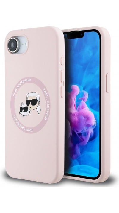 iPhone 16e Case Hülle - Karl Lagerfeld Choupette Silikon Soft Touch mit MagSafe - Rosa