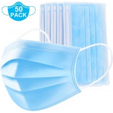 Lot de 50 masques chirurgicaux de protection jetables - Bleus