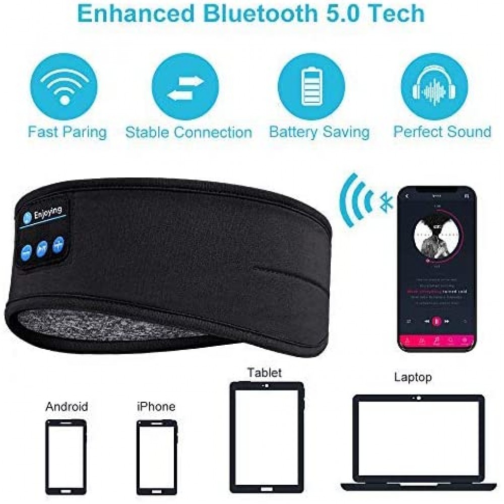 Casque de Musique Sommeil Intelligent Bandeau de Voyage Bluetooth 5.0 -  Noir - Casque audio - Achat & prix