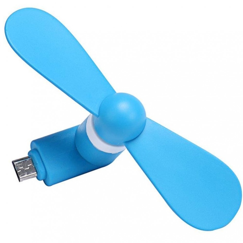 Mini ventilateur bleu pour smartphone parfait pour les déplacements et les journées chaudes - Micro-USB (Android)